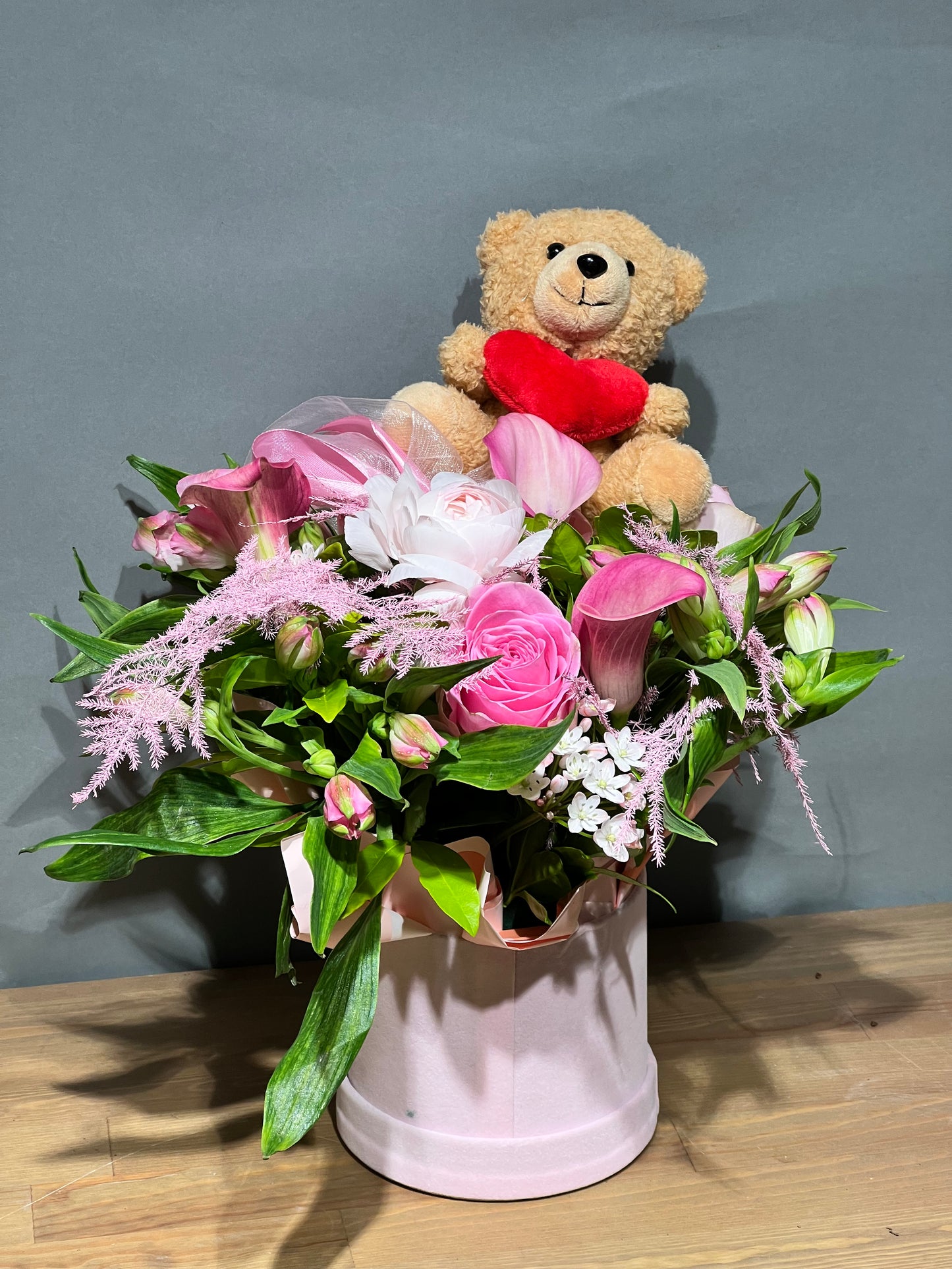 Flower box with a bear