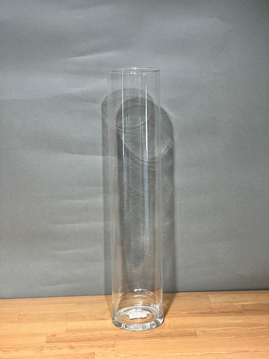 Stikla vāze gara cilindra formā, augstums 50 cm, diametrs 9,5 cm.