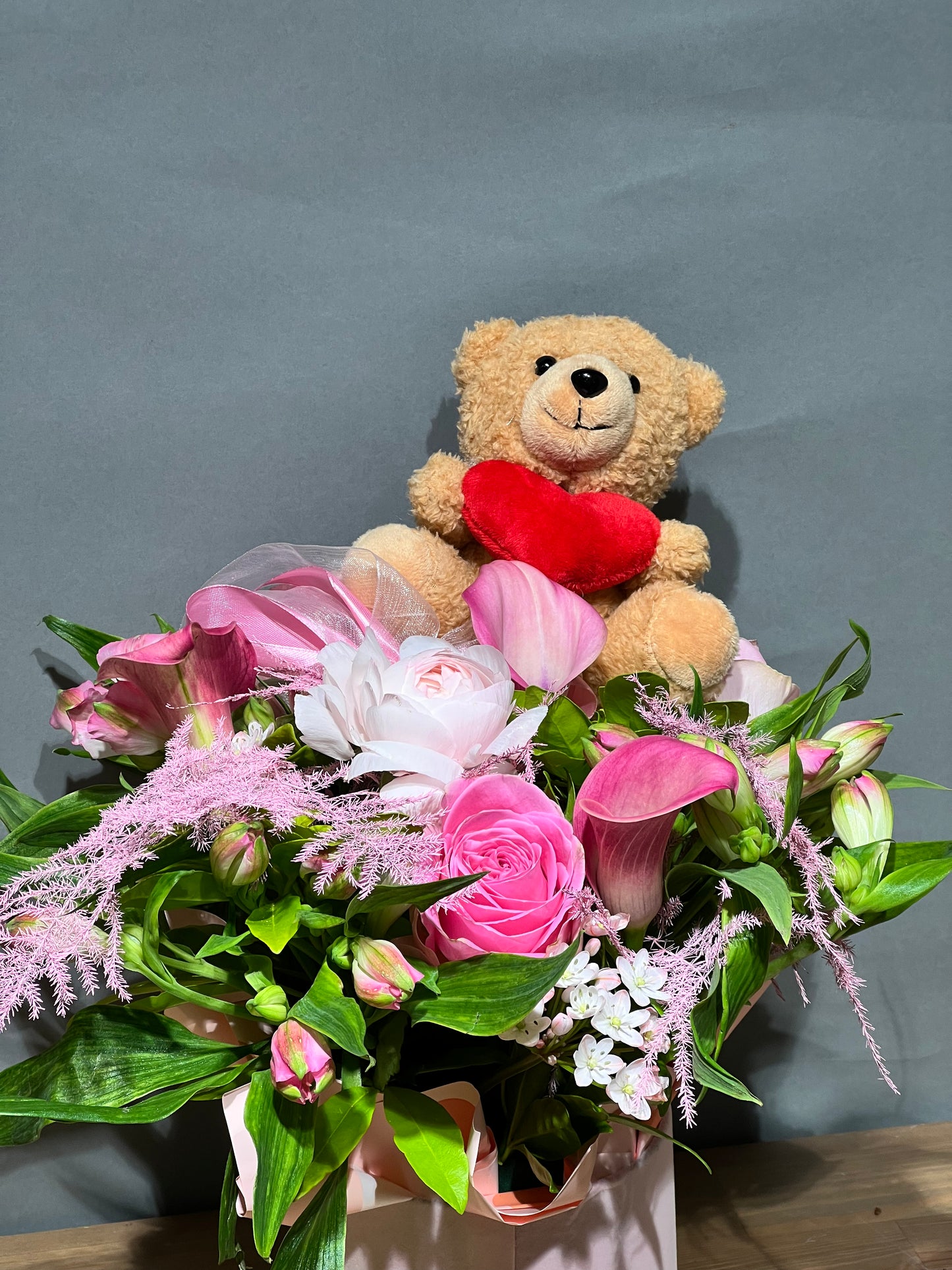 Flower box with a bear